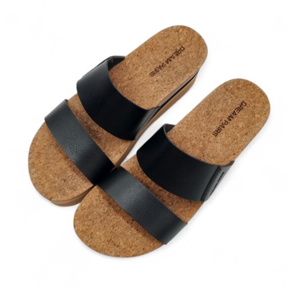 Dream Pairs Women's Size 8.5 Platform Arch Support Two Strap Beach Wedge Sandals - Picture 2 of 11